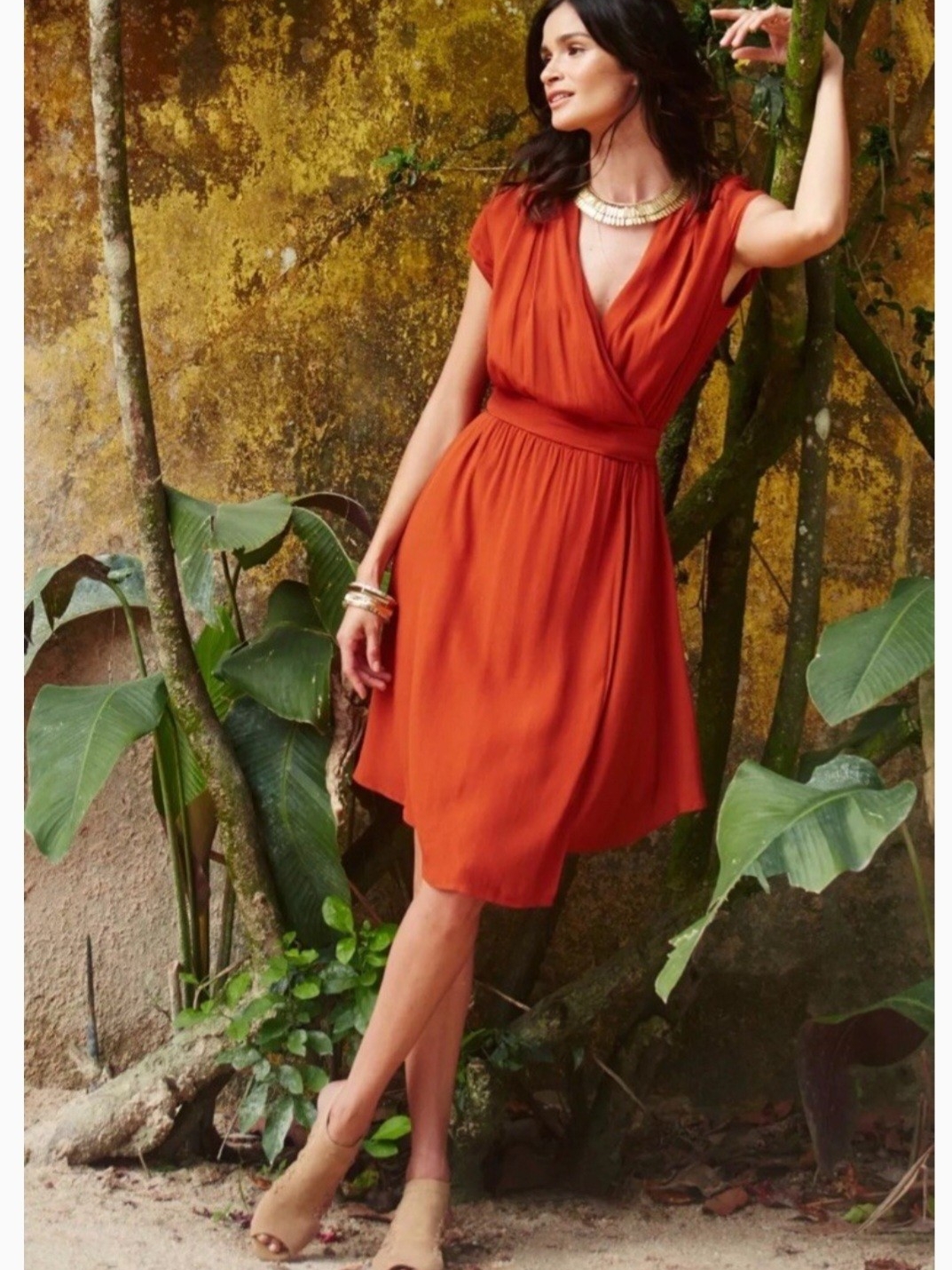 Maeve By Anthropologie Burnt Orange Midi Dress